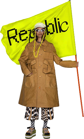 Holding the Republic flag